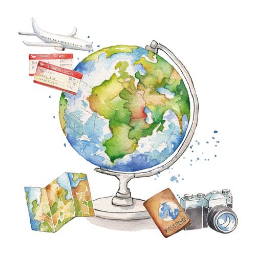 20 Servietten One World - Reise um den Globus 33x33cm