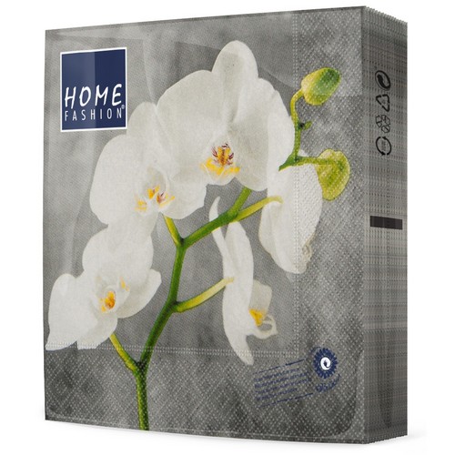 Blooming Orchids Servietten Für Serviettentechnik, 33x33 Cm (offen) – 20 Stück, 3-lagig, Biologisch Abbaubar