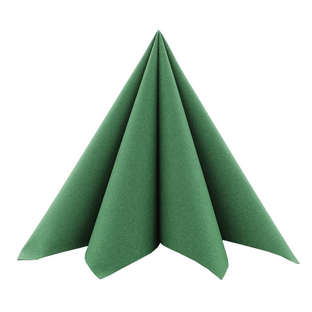 12 Servietten Linclass Airlaid Uni dunkelgrün 40x40cm