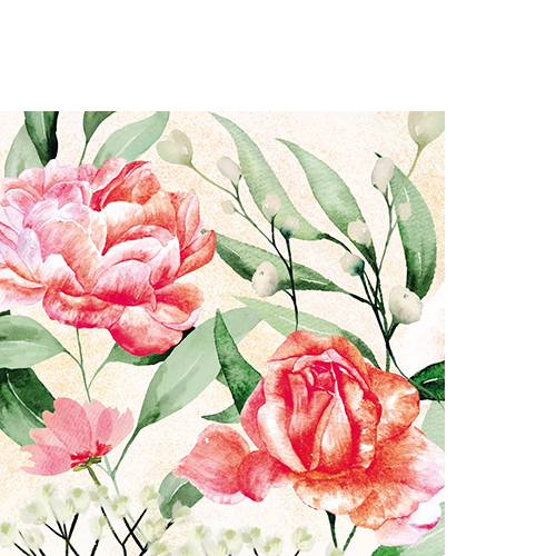 20 kleine Cocktailservietten Rose symphonie - Symphonie von Rosen 25x25cm
