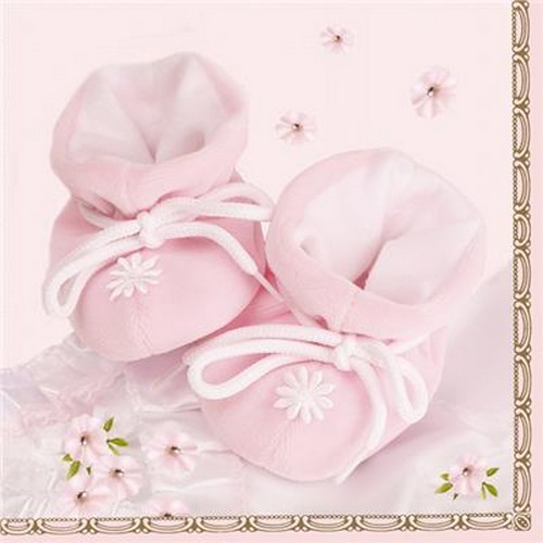 20 Servietten Little Pink Shoes - Kuschlige Schuhe rosa 33x33cm