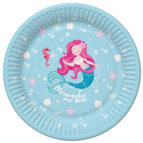 8 Pappteller Pastel Mermaids - Schöne Meerjungfrauen Ø23cm