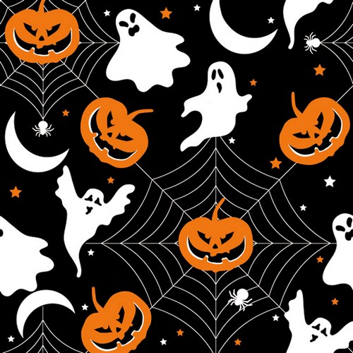 20 Servietten Scary Halloween Pattern - Kürbisse und Geister am Spinnennetz 33x33cm