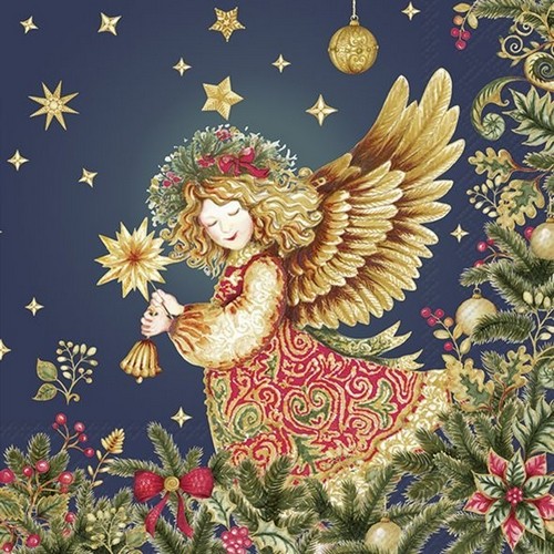 20 Servietten Opulent Angel - Engel an florale Ornamente 33x33cm