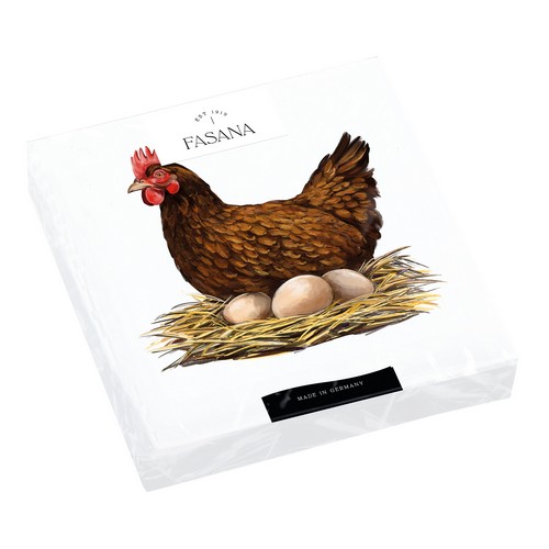 20 Servietten Lady Hen - Henne auf Eier 33x33cm