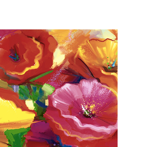 20 kleine Cocktailservietten Abstract Floral - Blüten in kräftigen Farben 25x25cm
