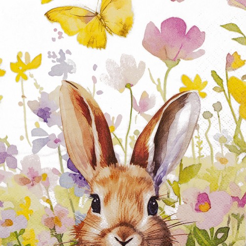 20 Servietten Bunny in Meadow - Hase im Blütenfeld 33x33cm