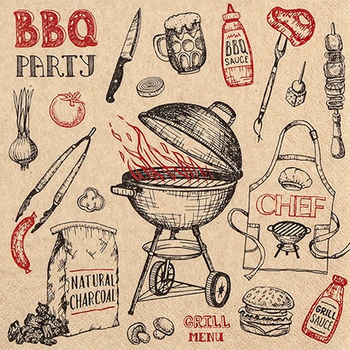 20 Servietten aus Recycling-Papier BBQ Party - Alles für den Grill 33x33cm