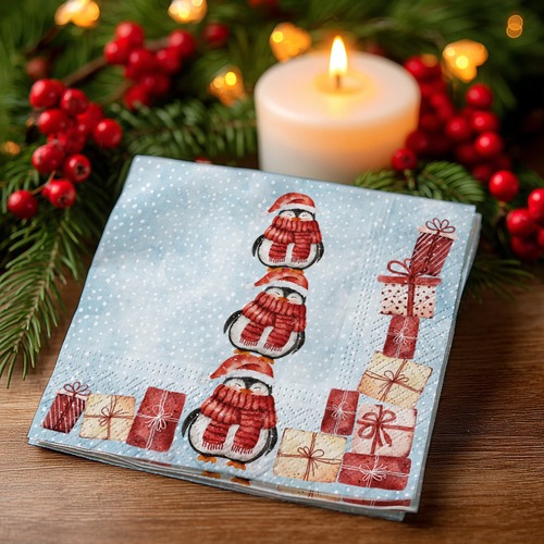 20 kleine Cocktailservietten Santas helpers - Helfer vom Weihnachtsmann 25x25cm