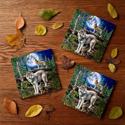20 Servietten Wolf at the Moon - Wölfe am Mond 33x33cm