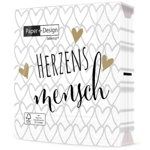 20 Servietten Herzens mensch - Ein lieber Mensch 33x33cm