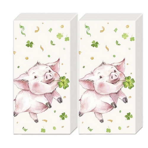 2x 10 Taschentücher Lucky Pig - Schweinchen mit Kleeblatt