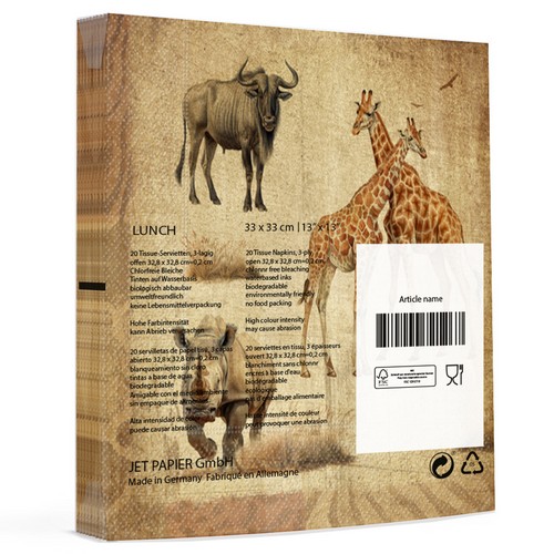 20 Servietten African Savanna - Tiere aus der Savanne 33x33cm