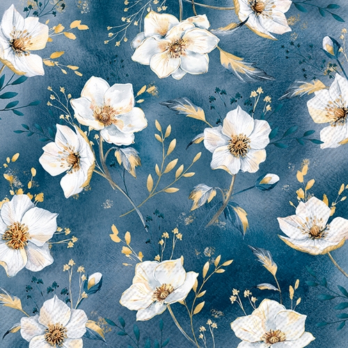 20 Servietten Golden Gala blue -  33x33cm
