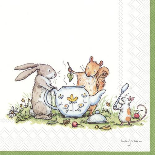 20 Servietten Tea Party - Teepause für Tiere 33x33cm