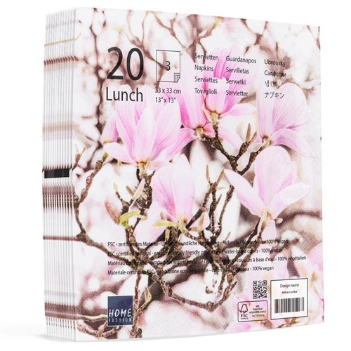 20 Servietten Pink Magnolia - Blühende rosa Magnolien 33x33cm