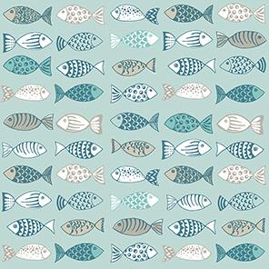 20 Servietten Many Fishes mint - Kleine Fische mint 33x33cm