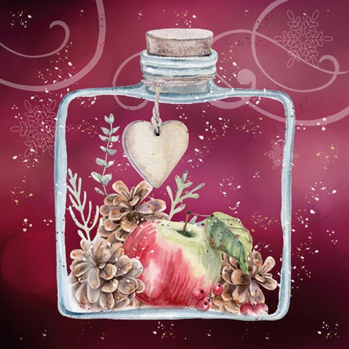 20 Servietten Composizione Natalizia - Winterdeko im Glas 33x33cm