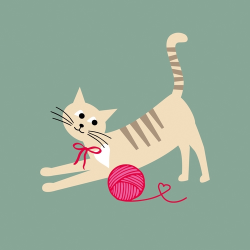 20 Servietten Miss Sophie sage - Lustige Katze spielend grün 33x33cm