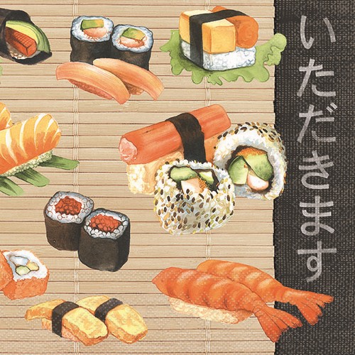 20 Servietten Sushi - Sushi essen 33x33cm