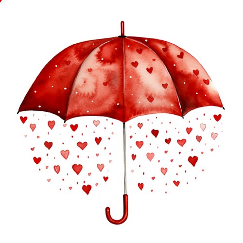 20 Servietten I shower you with my Love - Regenschirm verstreut Herzen 33x33cm