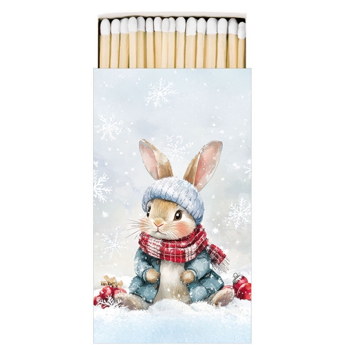 Kaminhölzer 45er Box Bugsy - Niedlicher Hase in Winterbekleidung 11x6,3cm