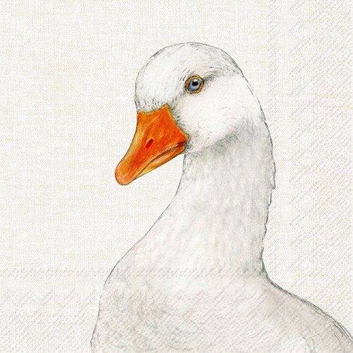 20 Servietten Farm Goose - Einzelne Gans 33x33cm