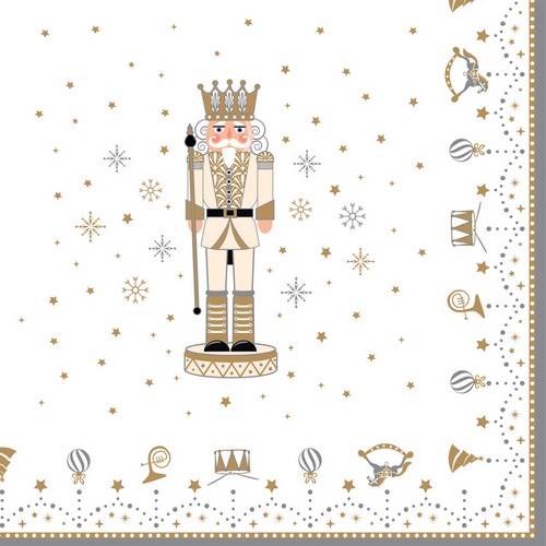 20 Servietten Royal Nutcracker - Goldener Nussknacker 33x33cm