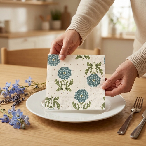 20 Servietten Simple Flower blue - Einfachheit der Blumen blau 33x33cm
