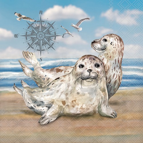 20 Servietten Seals - Robben am Meer 33x33cm