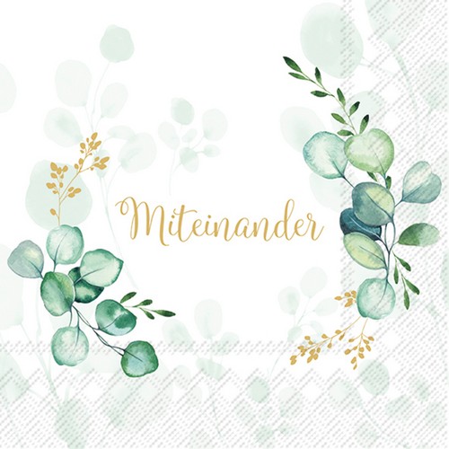 20 Servietten Eucalyptus Wreath - Miteinander an Eukalyptus 33x33cm