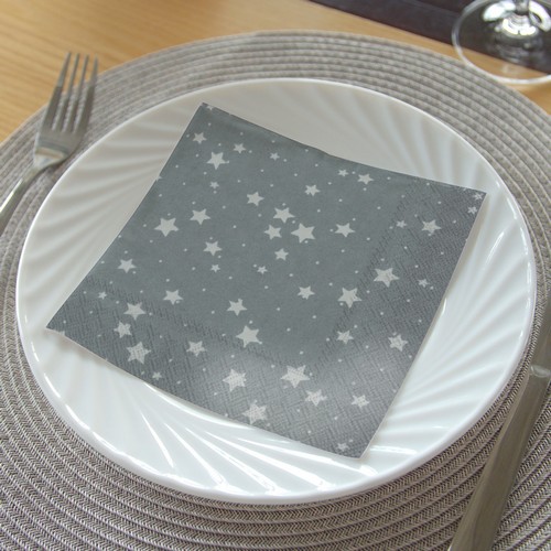 20 Servietten Stella Di Natale silver - Sternenschauer auf Silber 33x33cm