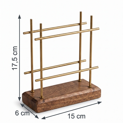 Serviettenhalter Standing Figure gold - Moderne Stäbe gold für alle Serviettengrößen, aus Holz, 15x17,5cm