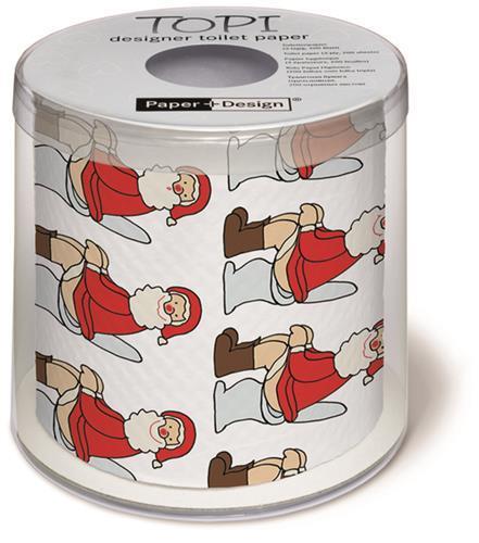 AV Toilettenpapier Rolle bedruckt Oh - Santa auf Topf