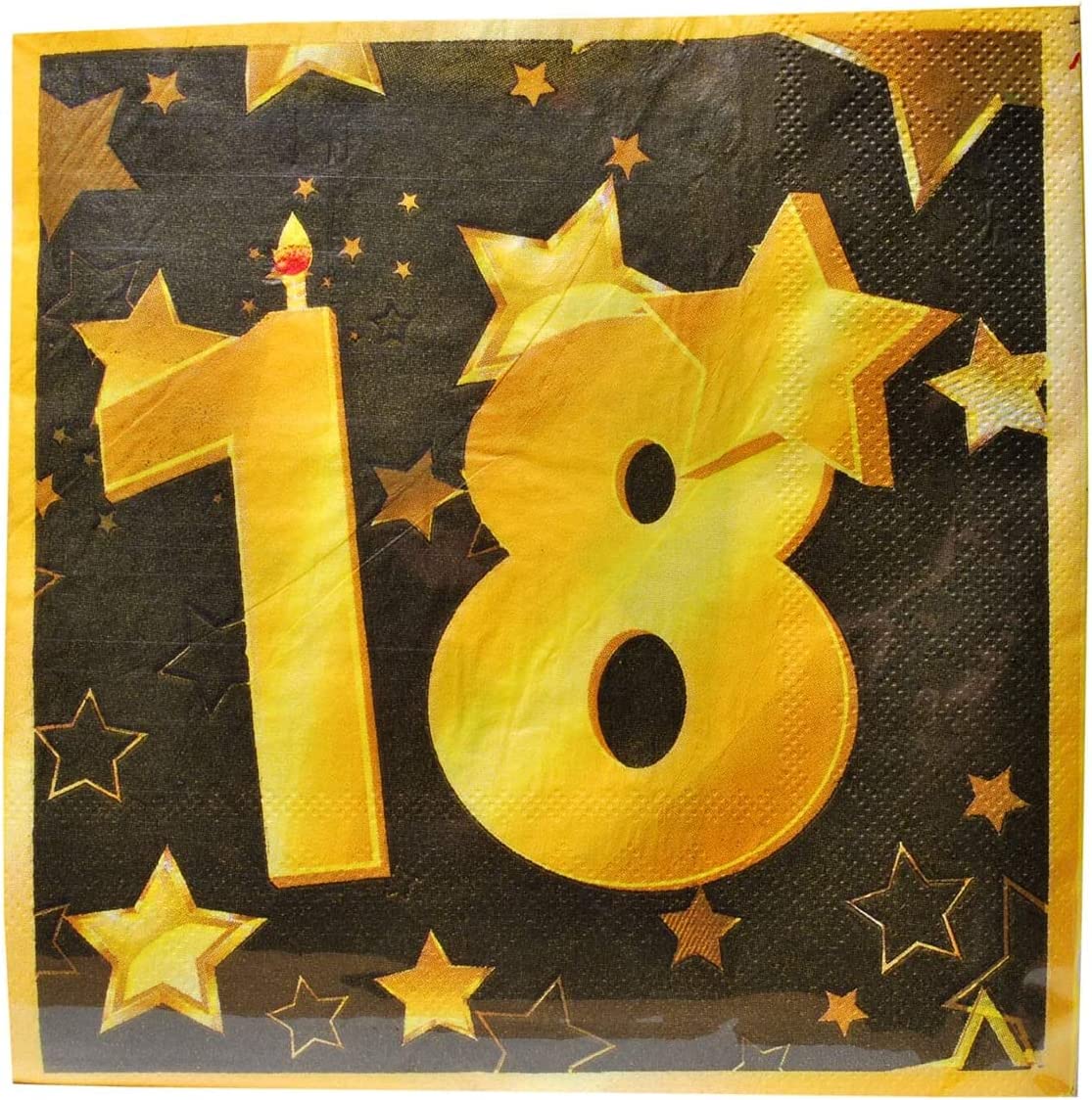 20 Servietten 18 schwarz/gold 2-lagig, 33x33cm