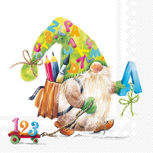 20 Servietten Bernie - Zwerg zum Schulanfang 33x33cm