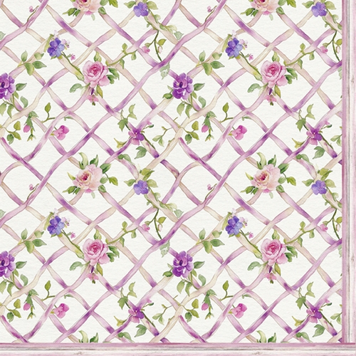 20 Servietten Petites Rosettes en Espalier - Blumen an Gitter-Muster 33x33cm