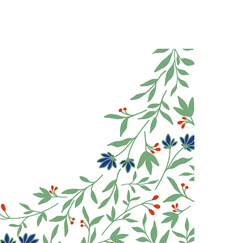 20 kleine Cocktailservietten Flora - Viele grüne Blätter mit Blüten 25x25cm