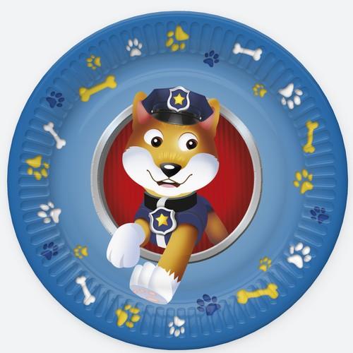 8 Pappteller Dog Patrol - Hundepolizei Ø22,7cm