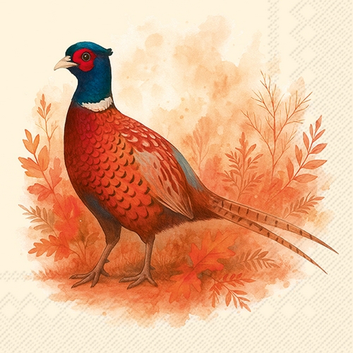 20 Servietten Phesant Field - Fasan in herbstlicher Natur 33x33cm