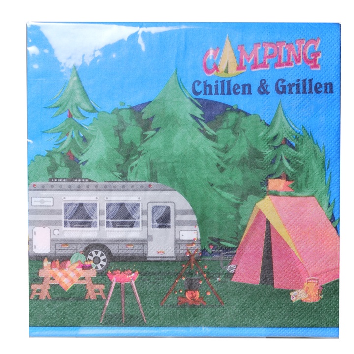 20 Servietten Camping Wohnwagen 2-lagig, 33x33cm