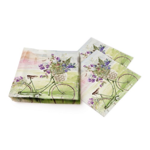 20 Servietten Summer Ride - Fahrrad mit Korb aus der Natur 33x33cm