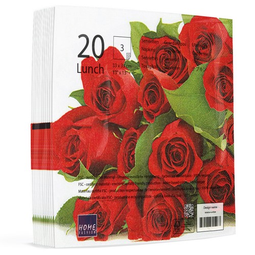 20 Servietten Bunch of Roses - Unzählige rote Rosen 33x33cm