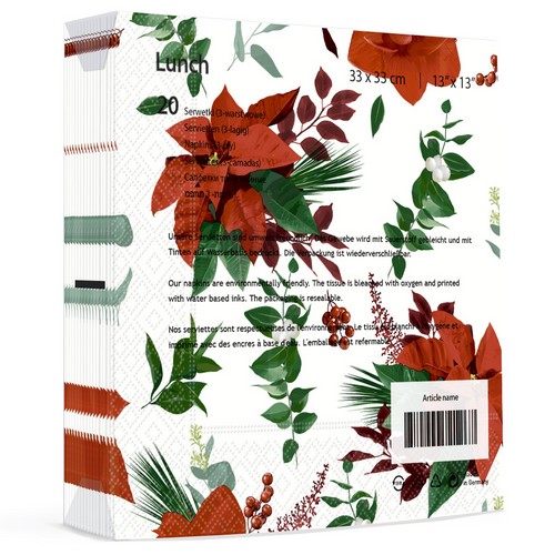 20 Servietten Seasonal Joy - Weihnachtsstern aus Natur 33x33cm