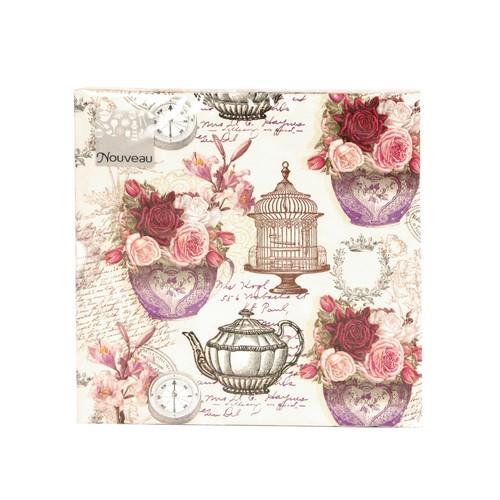 20 Servietten Lorraine - Rosen an Vintage-Elemente 33x33cm