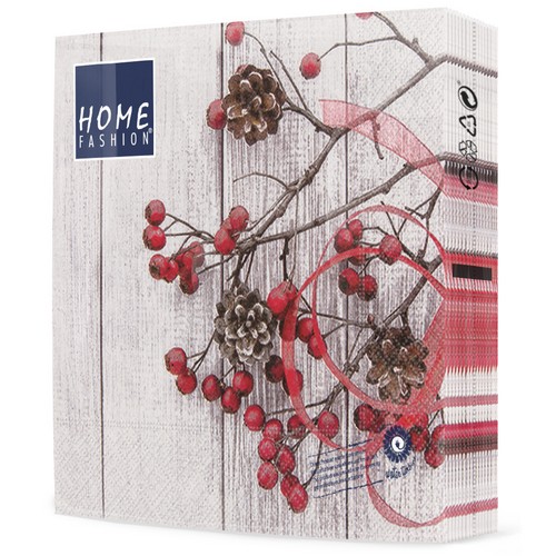 20 Servietten Cottage Rosehip - Natur auf Holz 33x33cm