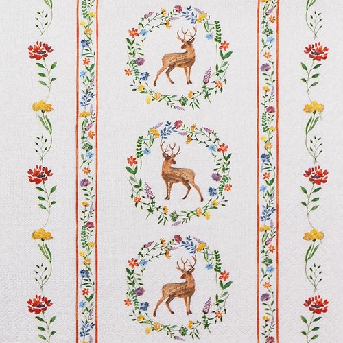 20 Servietten Bavarian Alps - Hirsche in Blumenkränze 33x33cm