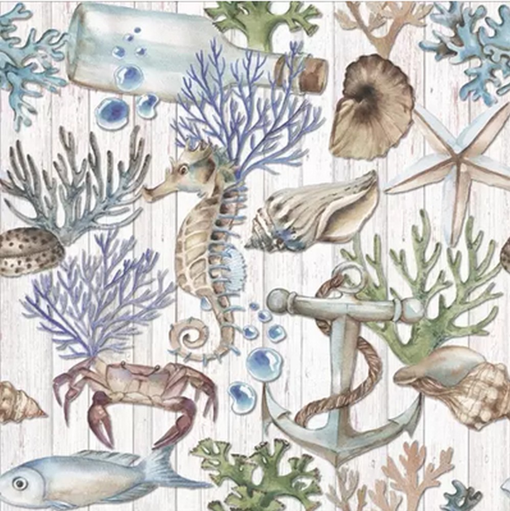 20 Servietten Underwater Treasures - Schätze von der See 33x33cm