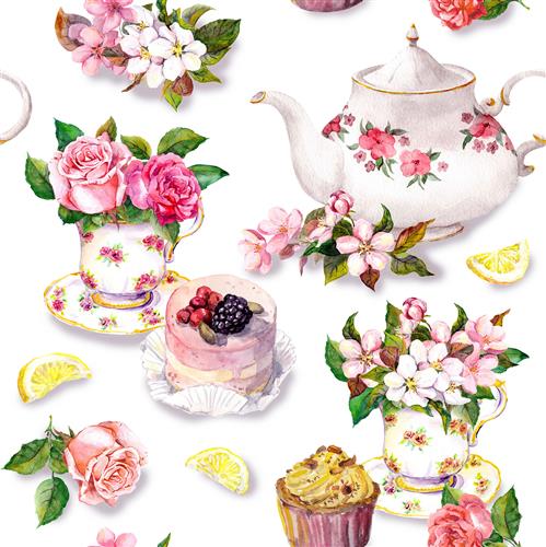 20 Servietten Sweet Tea Time - Elegant gedeckte Tafel 33x33cm