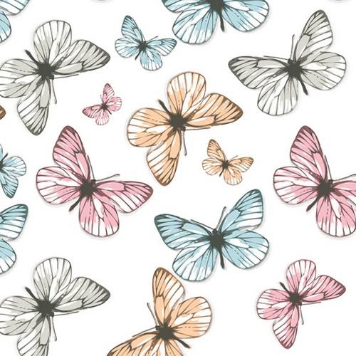 20 Servietten Light Butterflies - Fliegende Schmetterlinge pastell 33x33cm